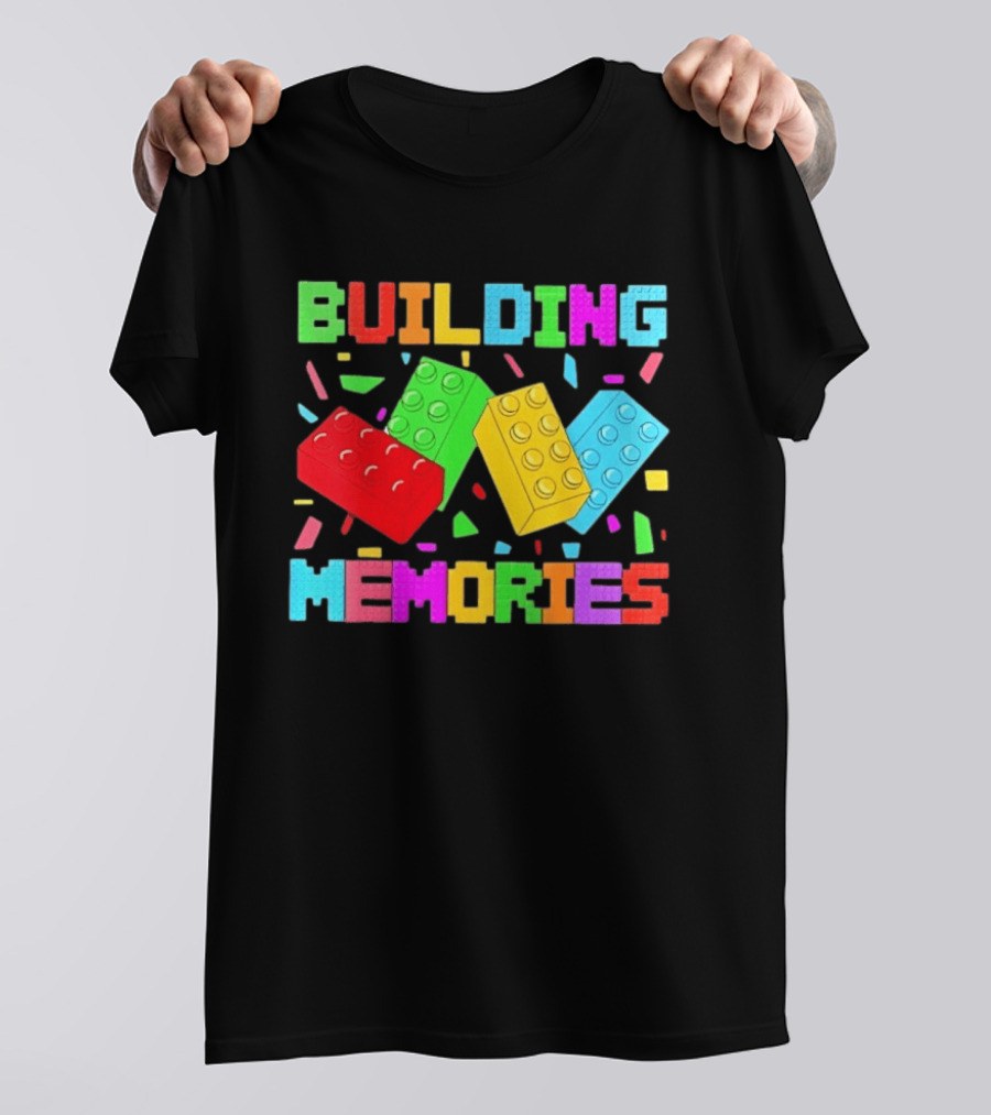 Building Brick Block Memories Colorful Confetti Celebration T-Shirt