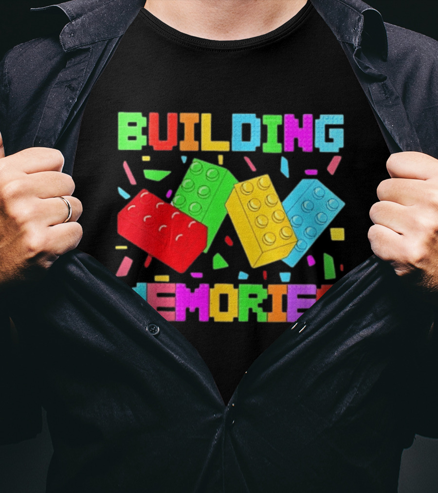 Building Brick Block Memories Colorful Confetti Celebration T-Shirt