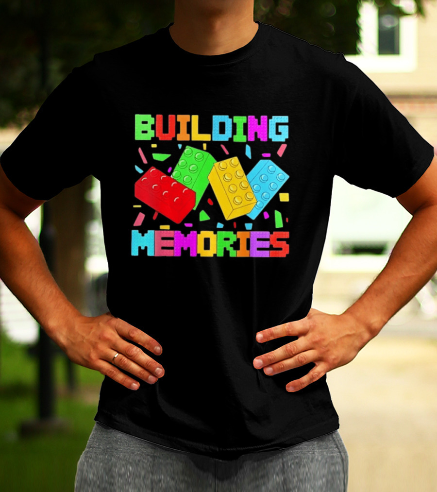 Building Brick Block Memories Colorful Confetti Celebration T-Shirt
