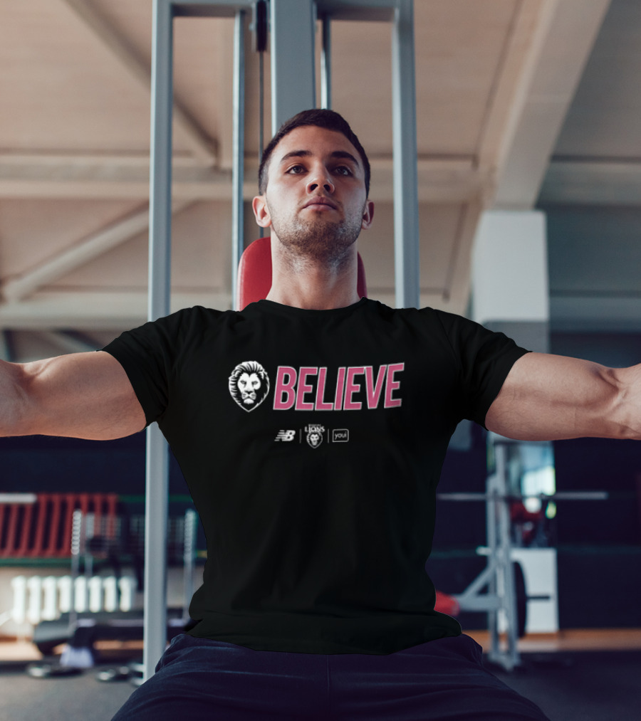 Brisbane Lions Believe Lion Head AFL New Balance Supporter T-Shirt