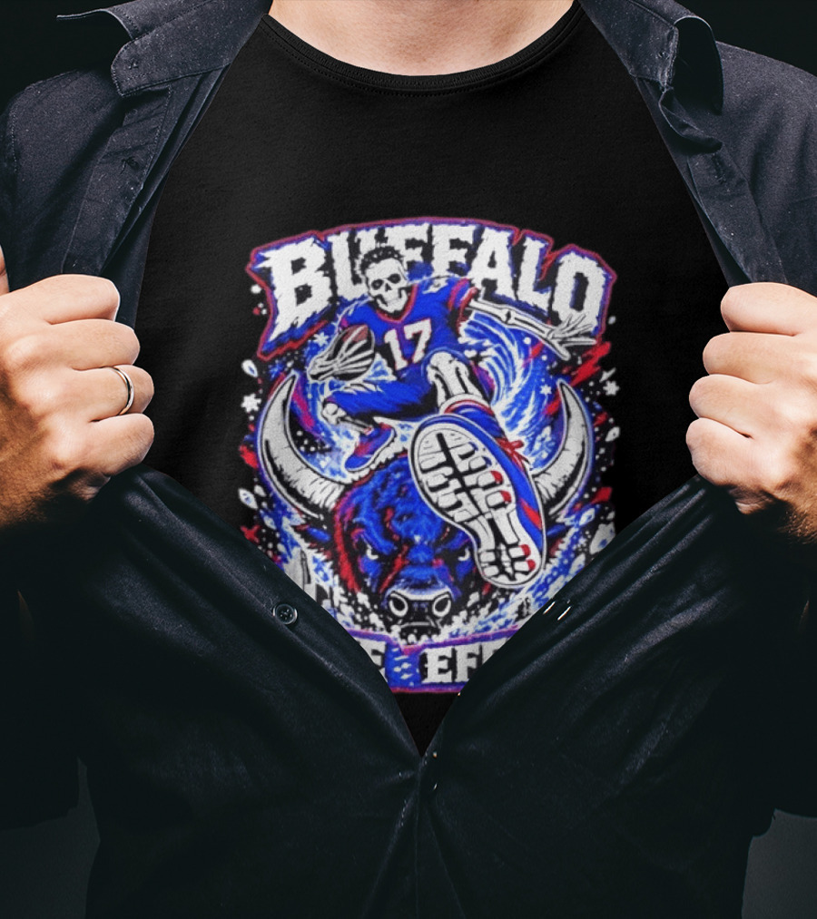 Buffalo Bills Lake Effect 17 Football Player Skull Buffalo T-Shirt
