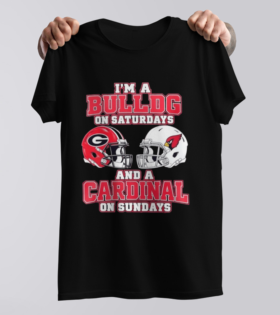 I'm A Bulldog On Saturdays And A Cardinal On Sundays Football Helmets T-Shirt