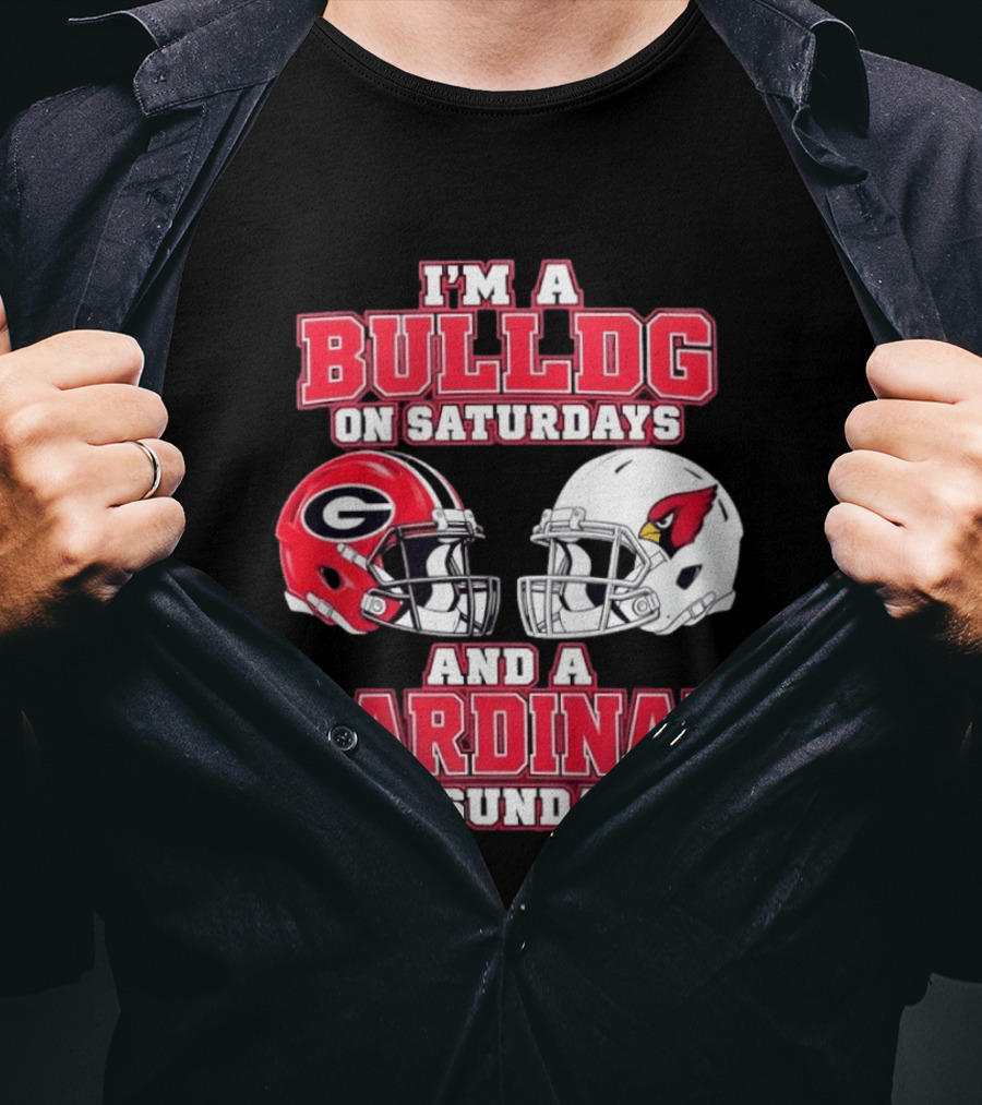 I'm A Bulldog On Saturdays And A Cardinal On Sundays Football Helmets T-Shirt
