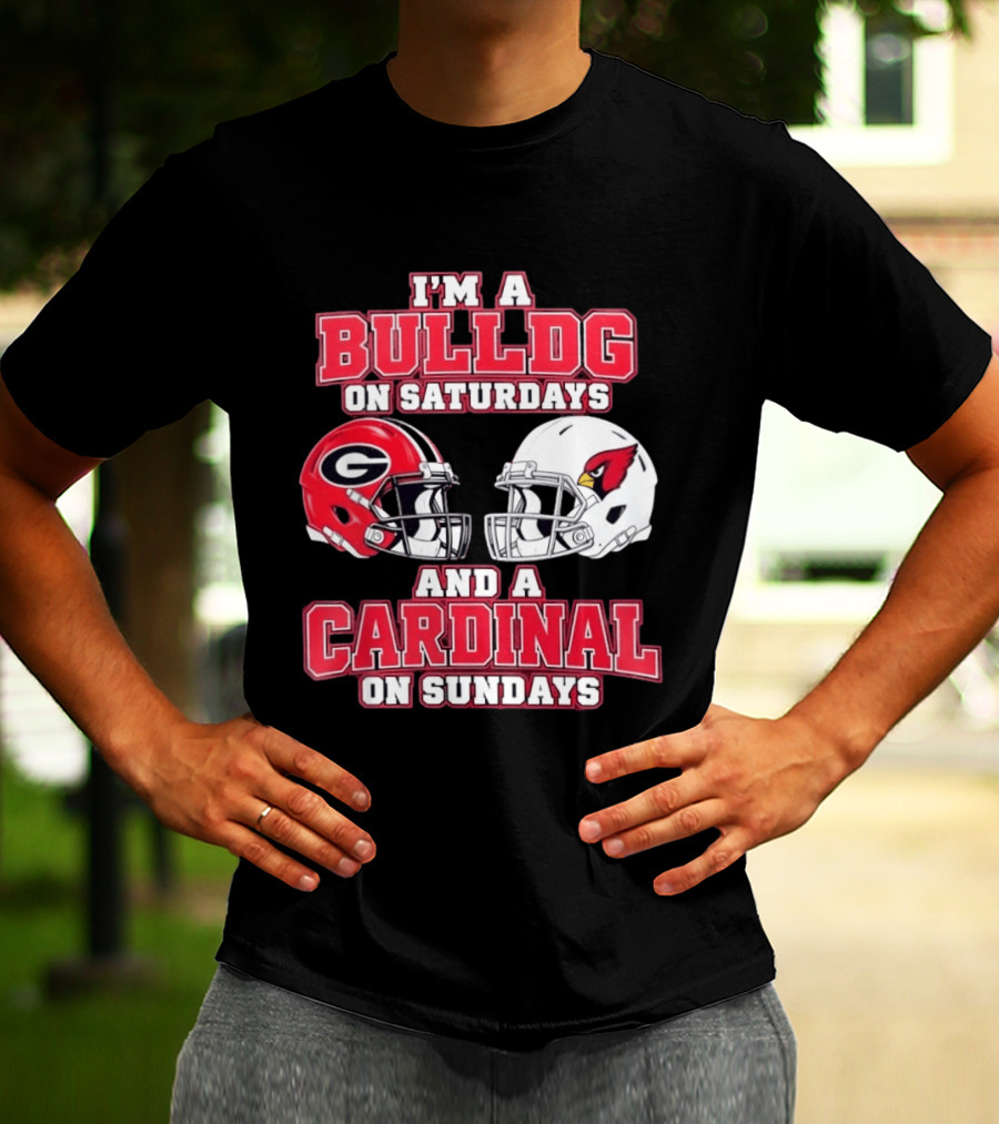 I'm A Bulldog On Saturdays And A Cardinal On Sundays Football Helmets T-Shirt