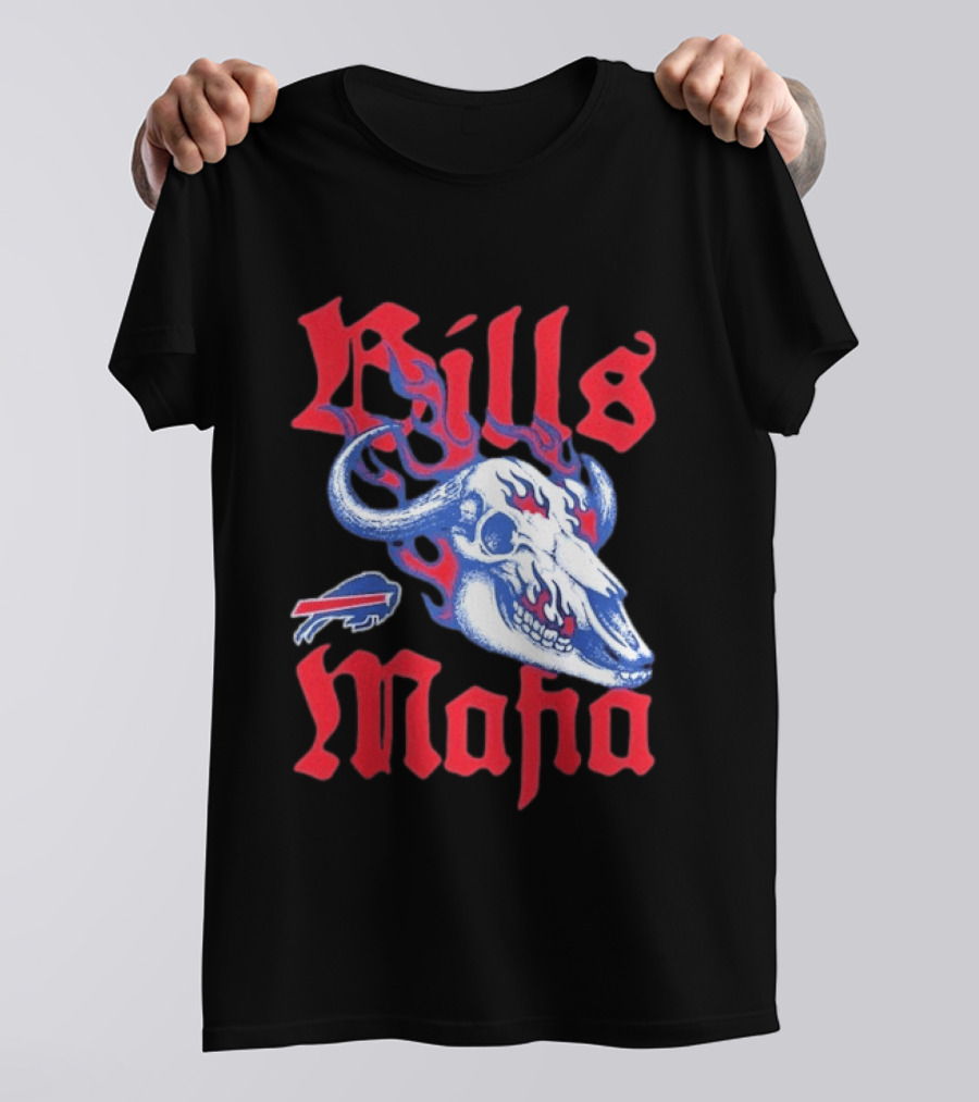 Buffalo Bills Mafia Skull Flames T-Shirt