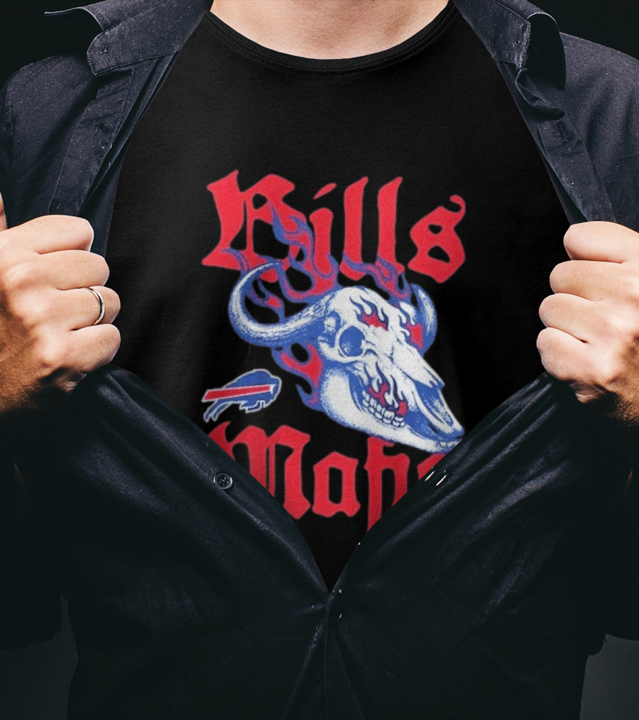 Buffalo Bills Mafia Skull Flames T-Shirt