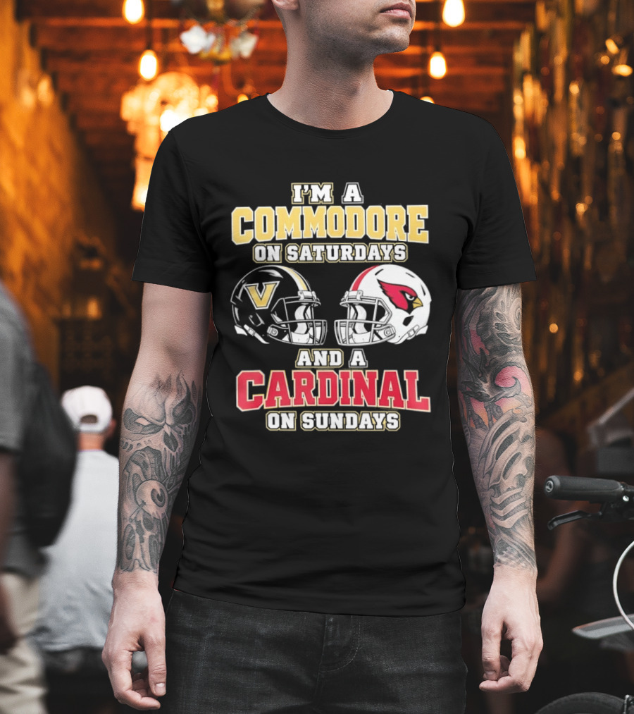 I'm A Commodore On Saturdays And A Cardinal On Sundays Football Helmets T-Shirt