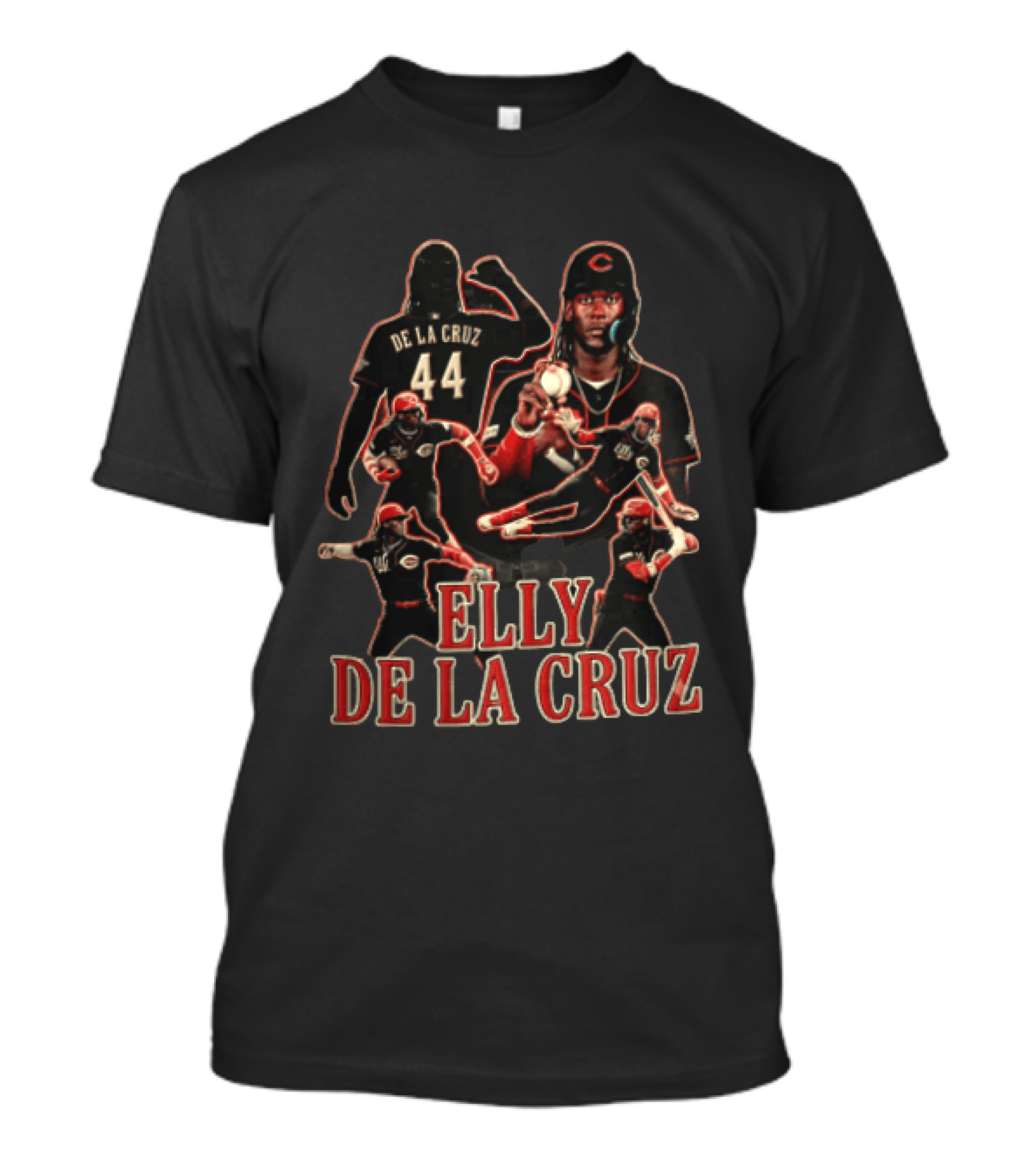 Elly De La Cruz Cincinnati Reds Number 44 Baseball Action Collage T-Shirt