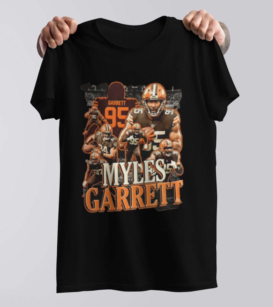 Cleveland Browns Myles Garrett 95 Action Poses Football Player T-Shirt