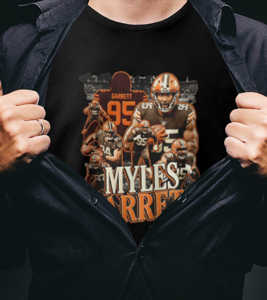 Cleveland Browns Myles Garrett 95 Action Poses Football Player T-Shirt