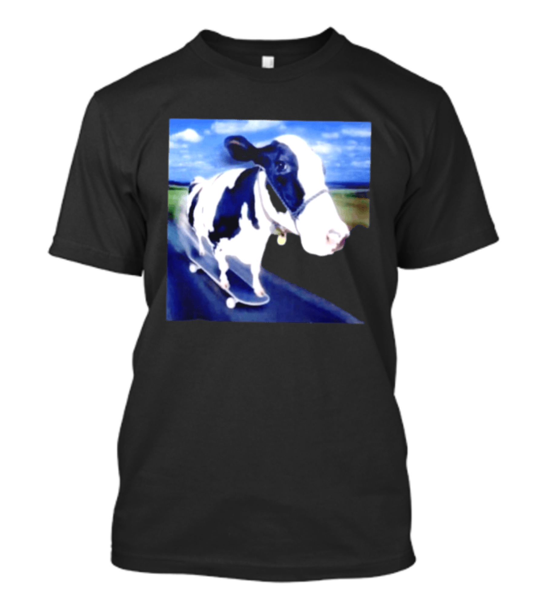Cow Skateboarding Adventure On Open Road T-Shirt