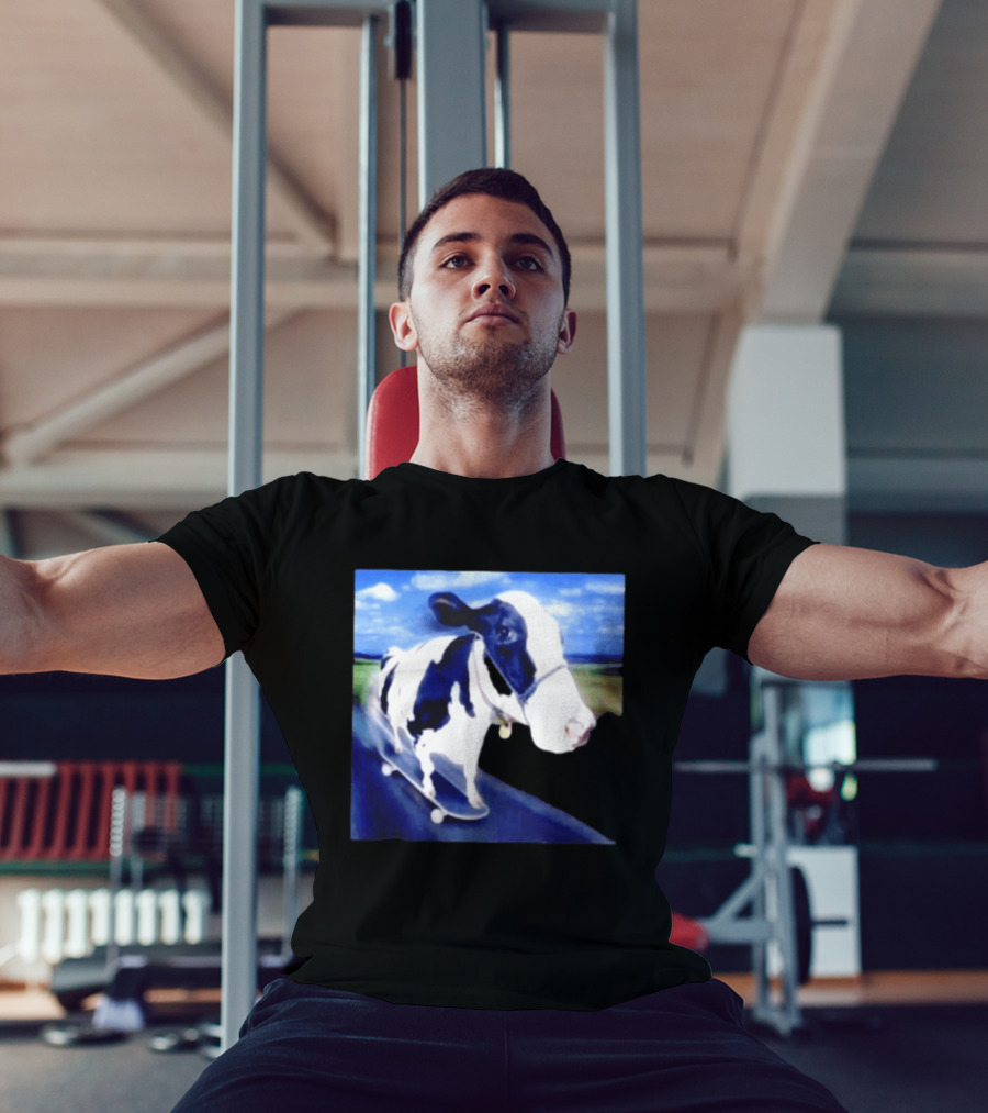 Cow Skateboarding Adventure On Open Road T-Shirt
