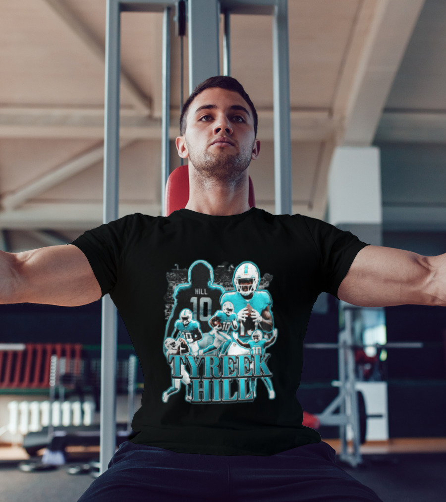 Tyreek Hill Miami Dolphins Football Player Multiple Action Poses T-Shirt