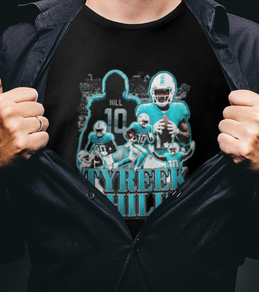 Tyreek Hill Miami Dolphins Football Player Multiple Action Poses T-Shirt