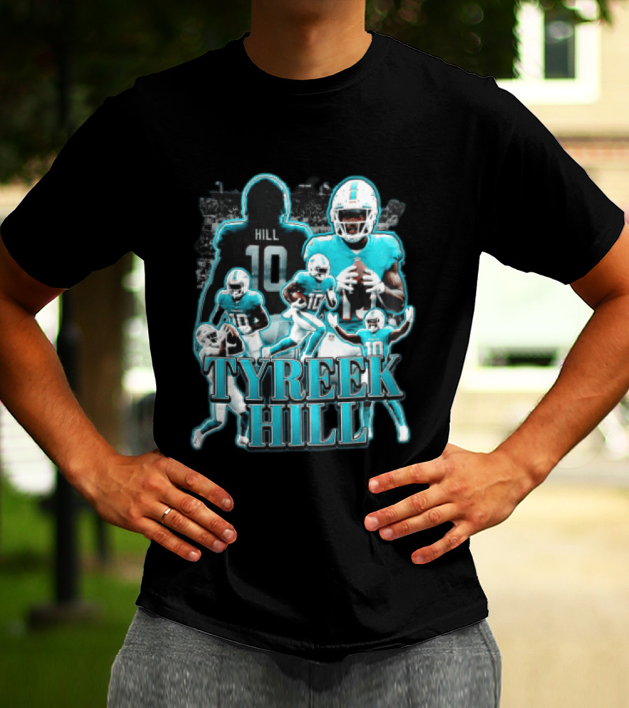 Tyreek Hill Miami Dolphins Football Player Multiple Action Poses T-Shirt
