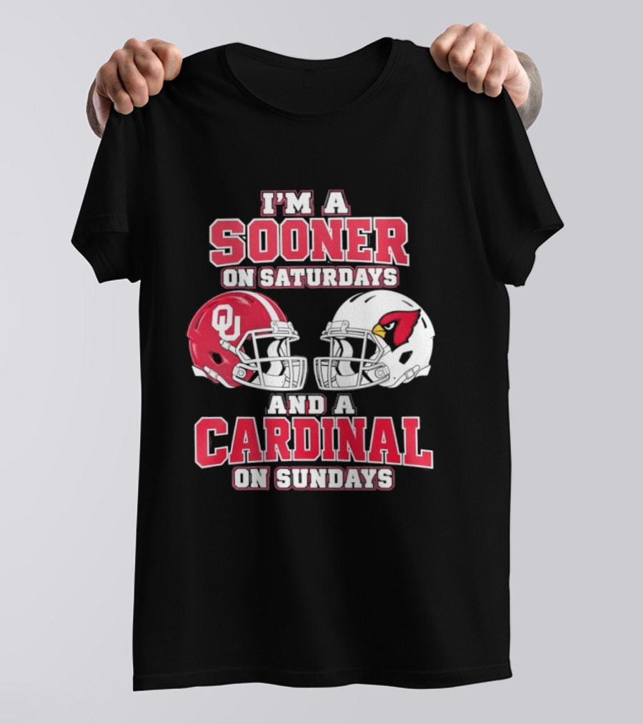I'm A Sooner On Saturdays And A Cardinal On Sundays Football Helmets T-Shirt