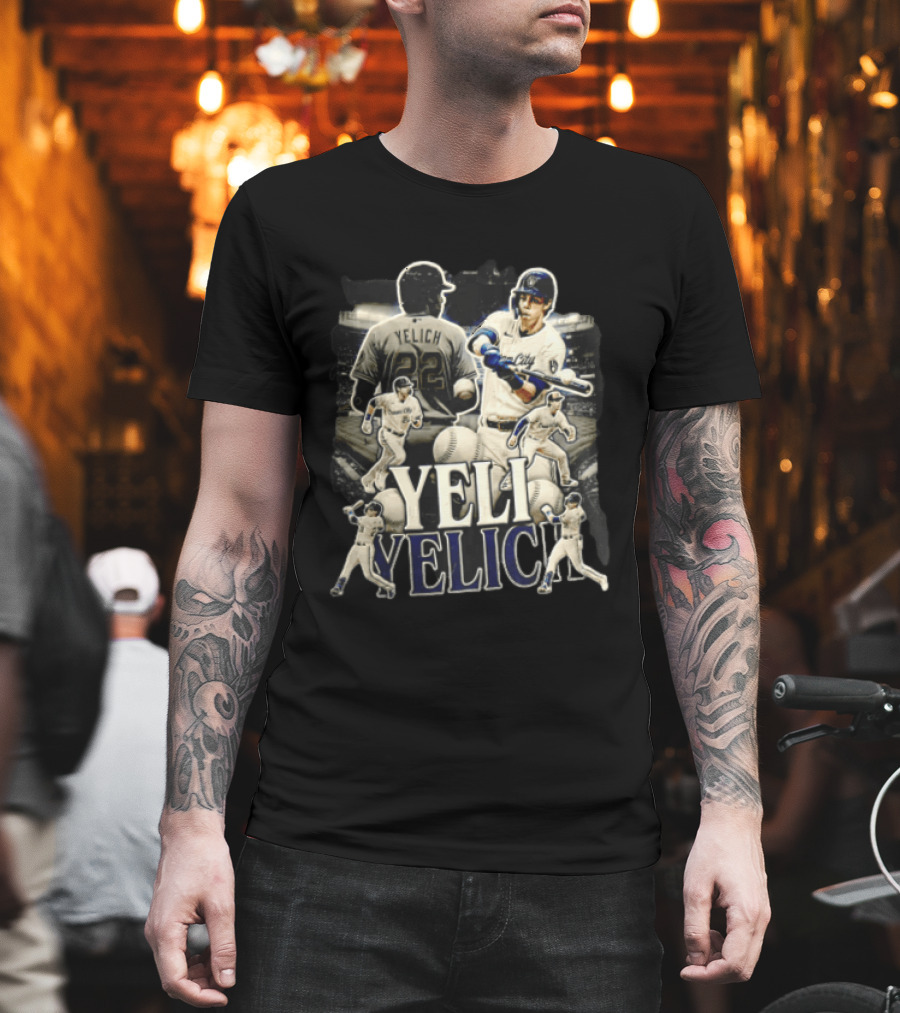 Milwaukee Brewers Yelich Baseball Player Action Poses 22 T-Shirt