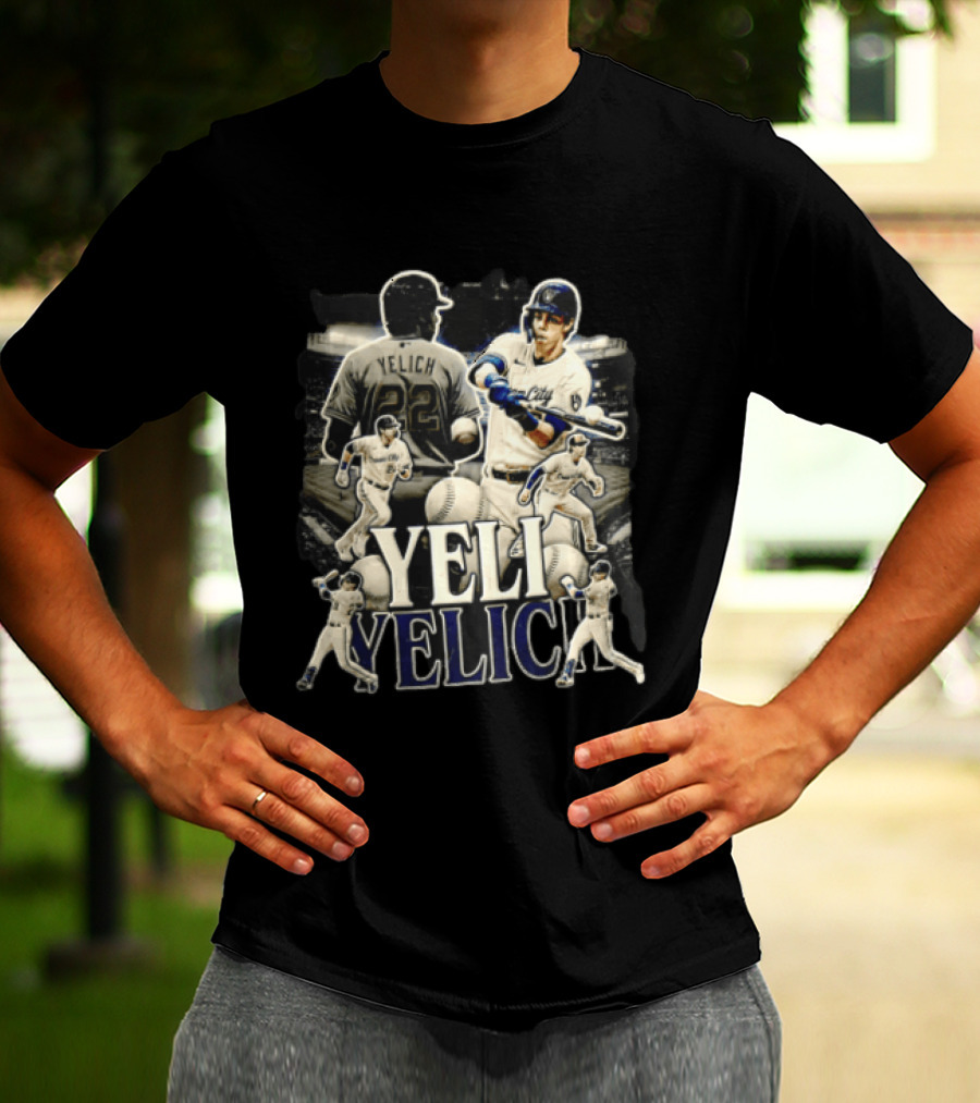Milwaukee Brewers Yelich Baseball Player Action Poses 22 T-Shirt