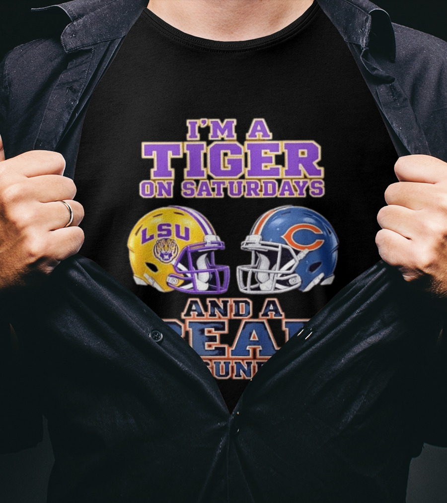 LSU Tigers Saturdays Chicago Bears Sundays Football Fan Gear T-Shirt