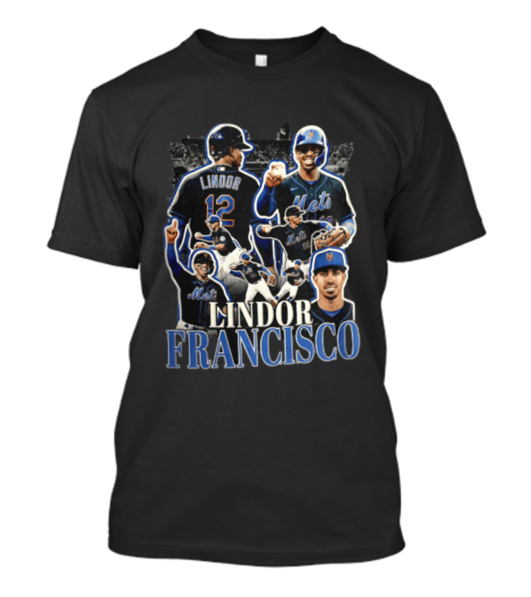 New York Mets Francisco Lindor Baseball Collage Multiple Poses T-Shirt