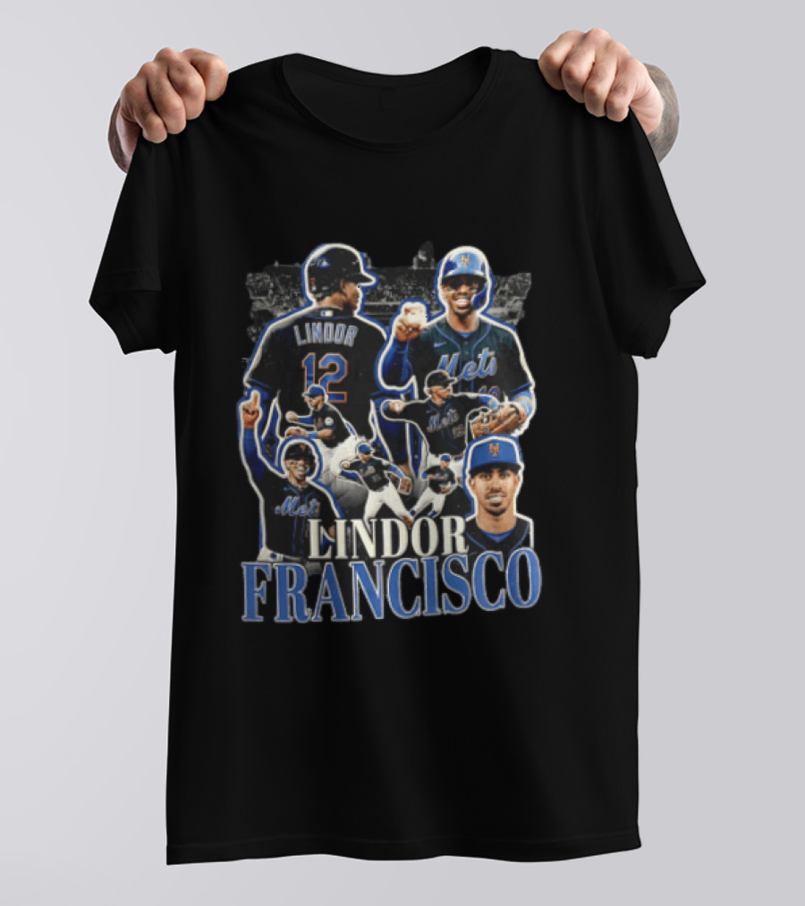 New York Mets Francisco Lindor Baseball Collage Multiple Poses T-Shirt