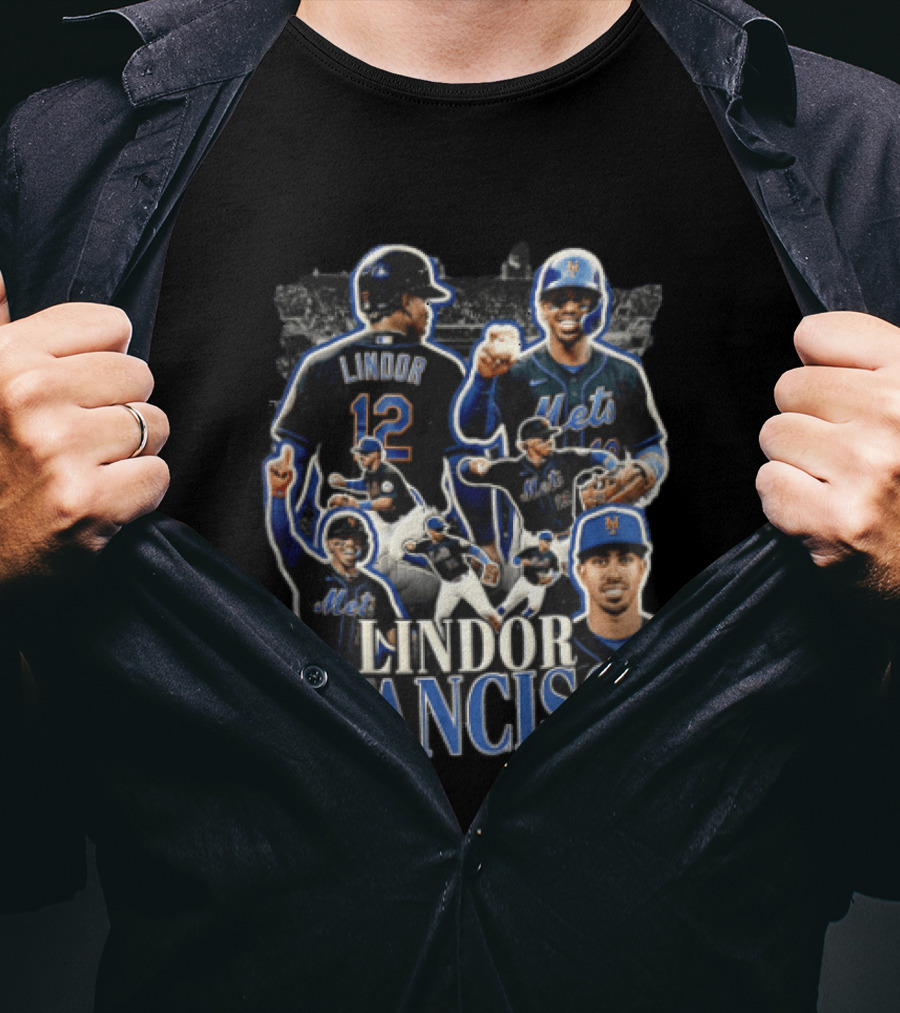 New York Mets Francisco Lindor Baseball Collage Multiple Poses T-Shirt