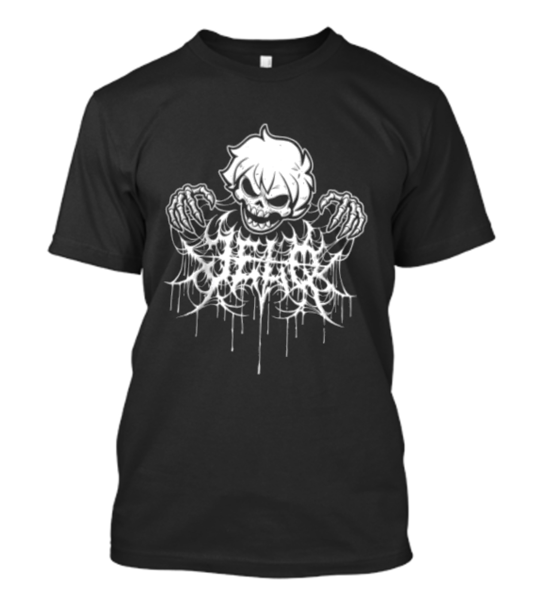 J3lqin Metal Dripping Skull Grunge Horror T-Shirt