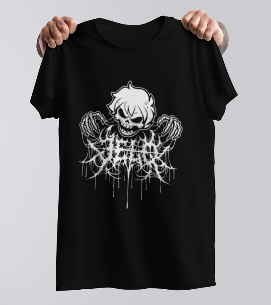 J3lqin Metal Dripping Skull Grunge Horror T-Shirt