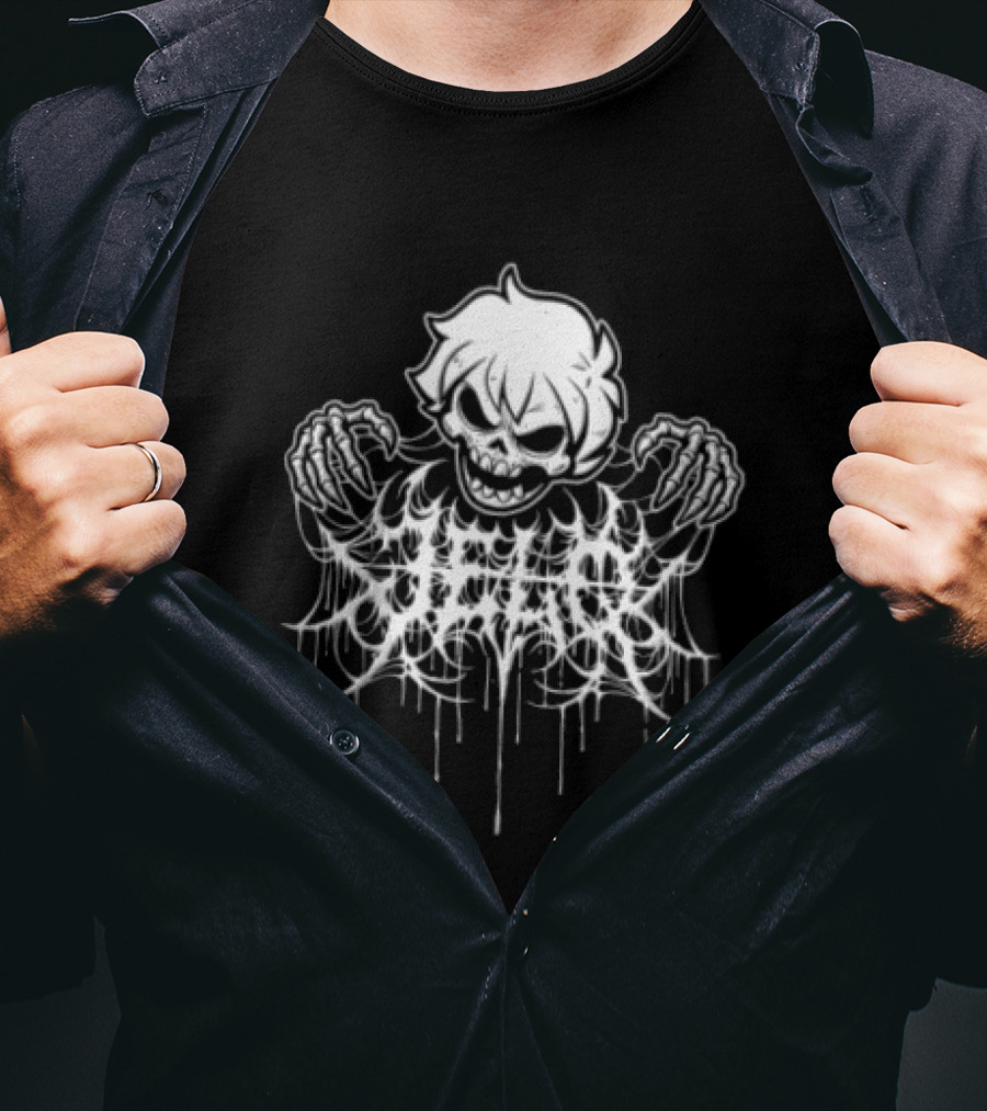 J3lqin Metal Dripping Skull Grunge Horror T-Shirt