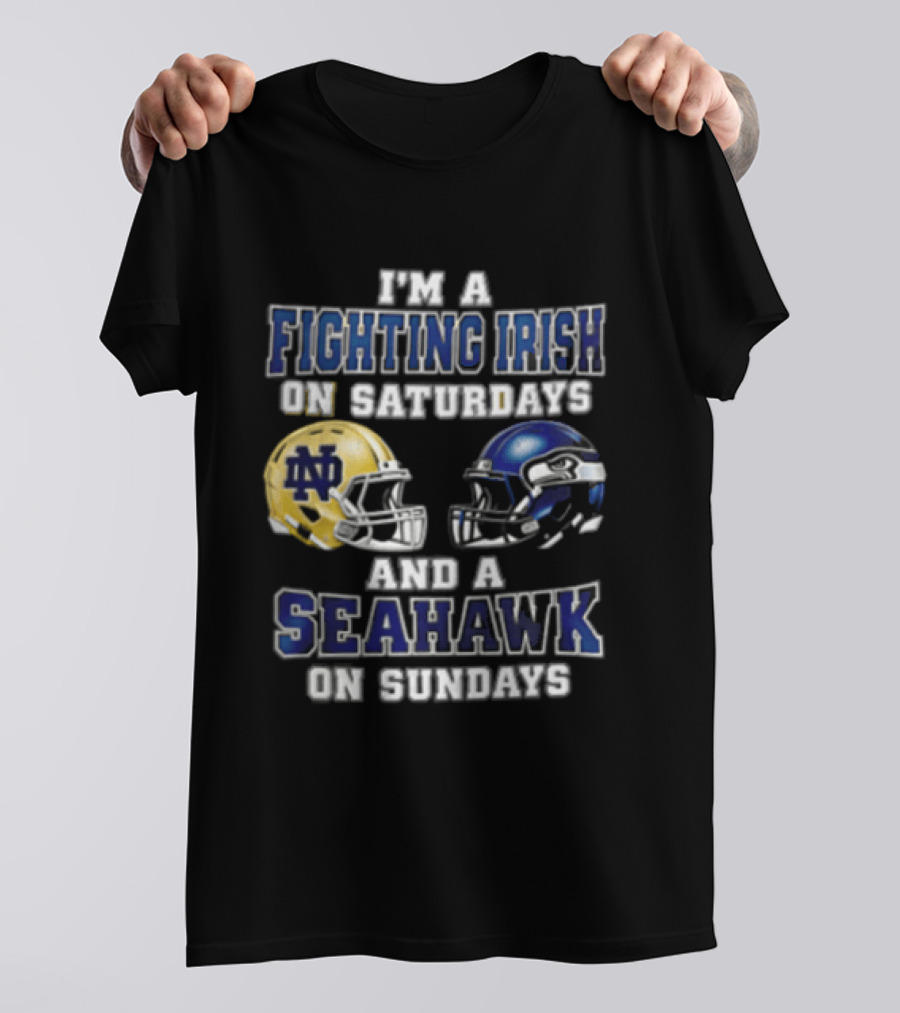 Notre Dame Fighting Irish Saturdays Seattle Seahawks Sundays T-Shirt