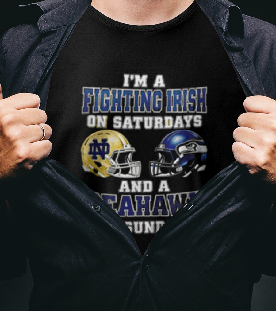 Notre Dame Fighting Irish Saturdays Seattle Seahawks Sundays T-Shirt