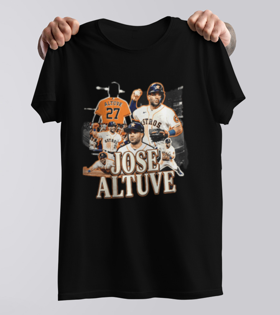 Houston Astros Jose Altuve 27 Collage Baseball Player T-Shirt