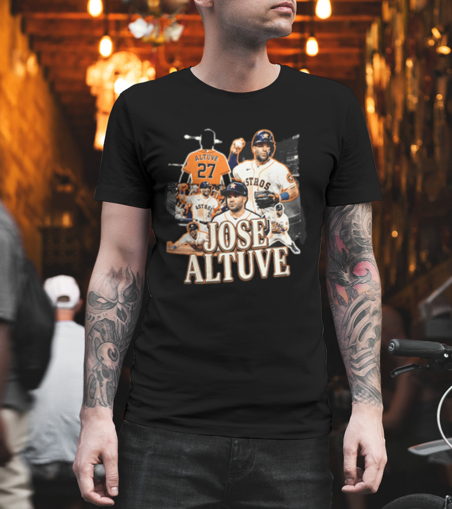 Houston Astros Jose Altuve 27 Collage Baseball Player T-Shirt