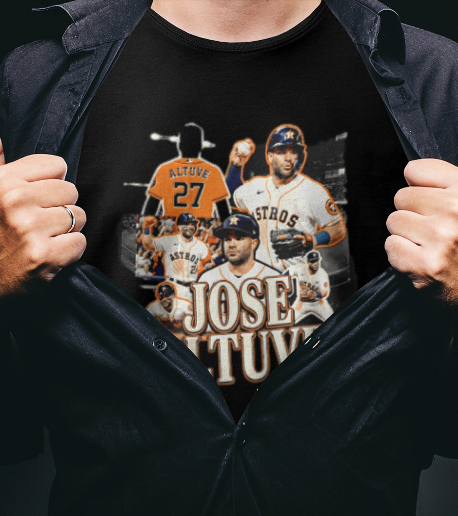 Houston Astros Jose Altuve 27 Collage Baseball Player T-Shirt