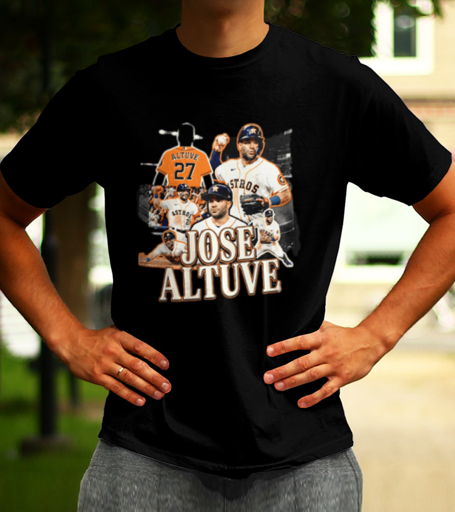 Houston Astros Jose Altuve 27 Collage Baseball Player T-Shirt