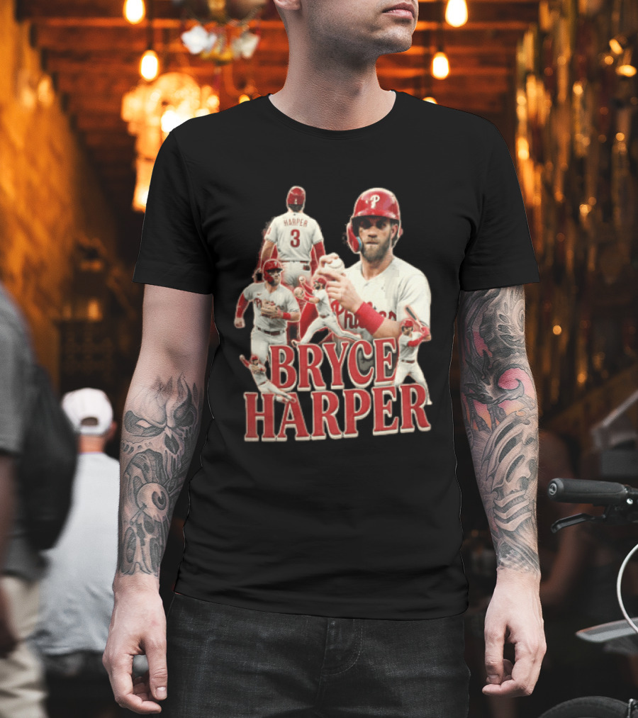 Philadelphia Phillies Bryce Harper Baseball Poses Vintage Look T-Shirt