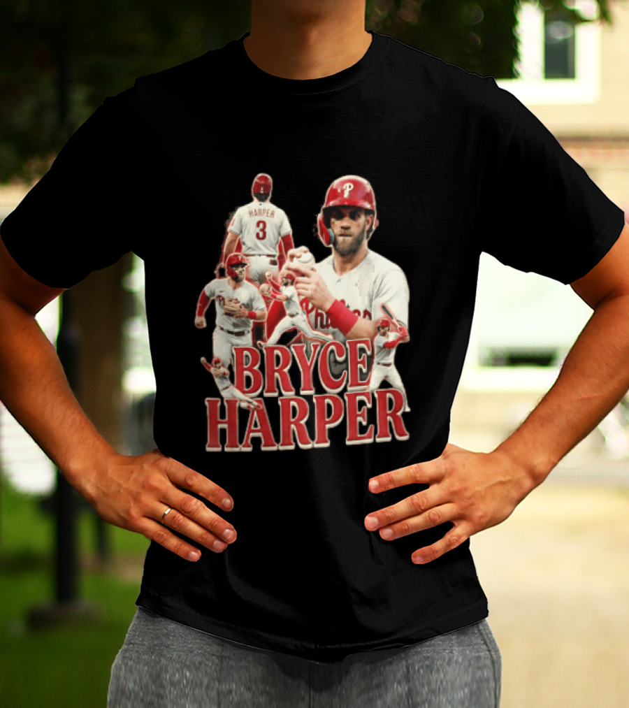 Philadelphia Phillies Bryce Harper Baseball Poses Vintage Look T-Shirt