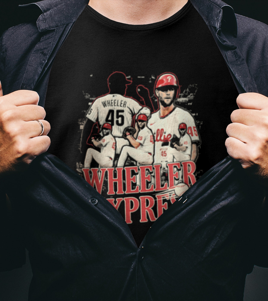 Philadelphia Phillies Wheeler Express 45 Pitching Baseball Collage T-Shirt