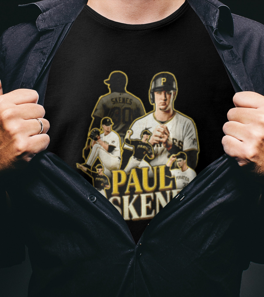 Pittsburgh Pirates Paul Skenes Jersey Pitching Fielding Action T-Shirt