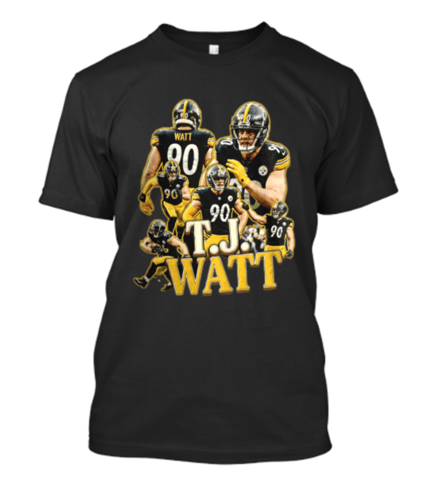 TJ Watt Pittsburgh Steelers 90 Football Action Poses T-Shirt