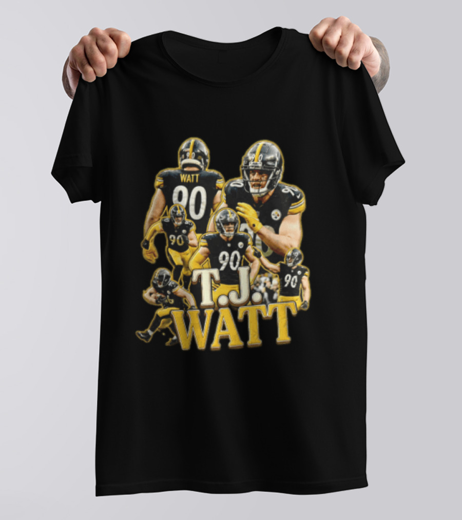 TJ Watt Pittsburgh Steelers 90 Football Action Poses T-Shirt
