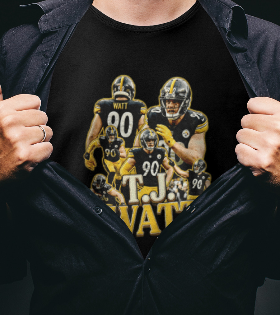 TJ Watt Pittsburgh Steelers 90 Football Action Poses T-Shirt