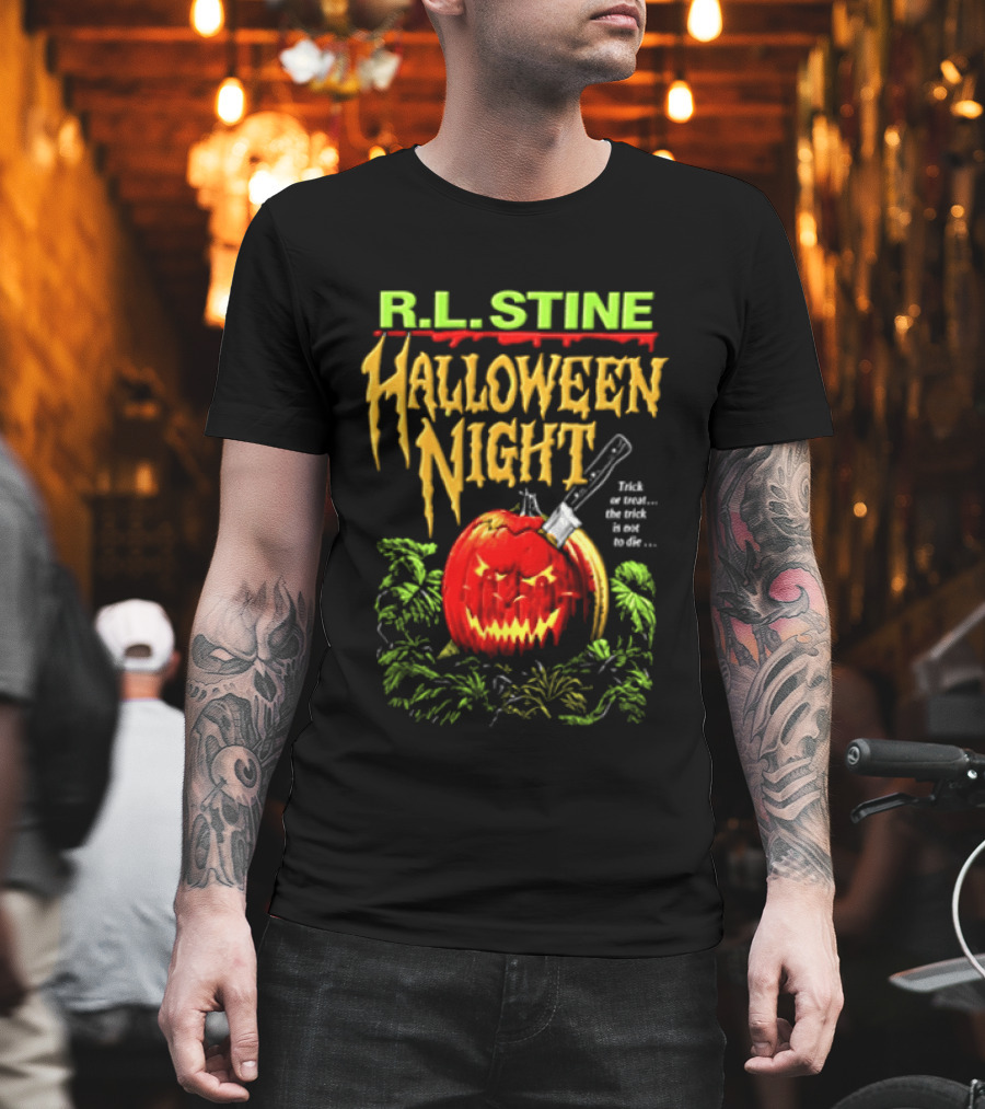 R L Stine Halloween Night Pumpkin Knife Trick Or Treat T-Shirt