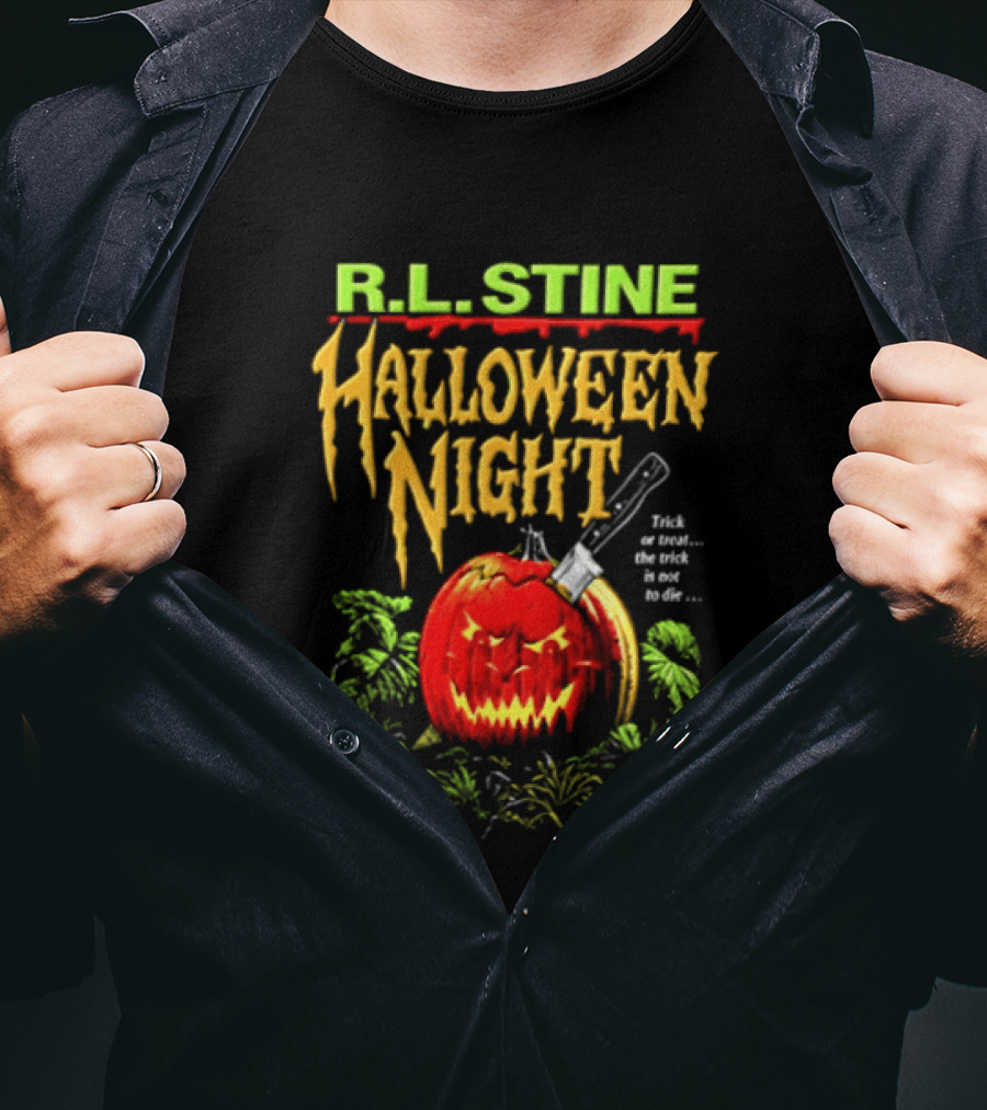 R L Stine Halloween Night Pumpkin Knife Trick Or Treat T-Shirt
