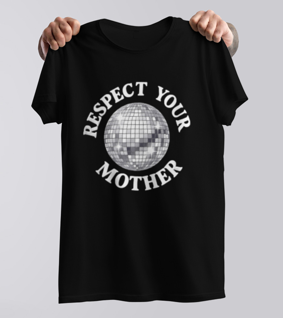 Respect Your Mother Disco Ball Earth White T-Shirt