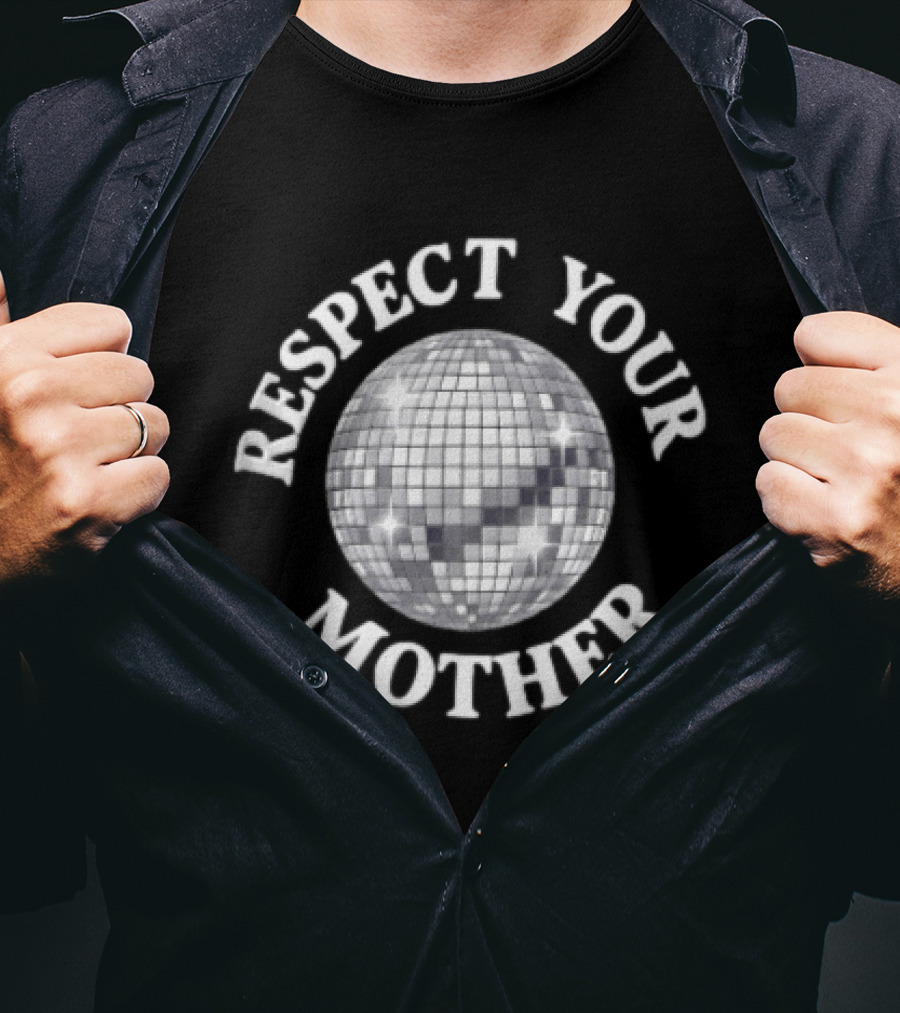 Respect Your Mother Disco Ball Earth White T-Shirt