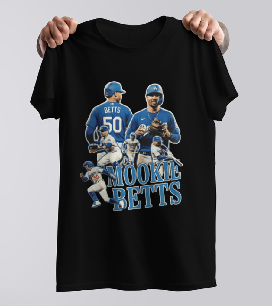Los Angeles Dodgers Mookie Betts Baseball Player Number 50 Fielding Batting Running T-Shirt