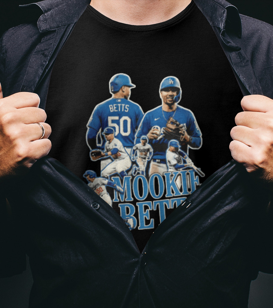 Los Angeles Dodgers Mookie Betts Baseball Player Number 50 Fielding Batting Running T-Shirt