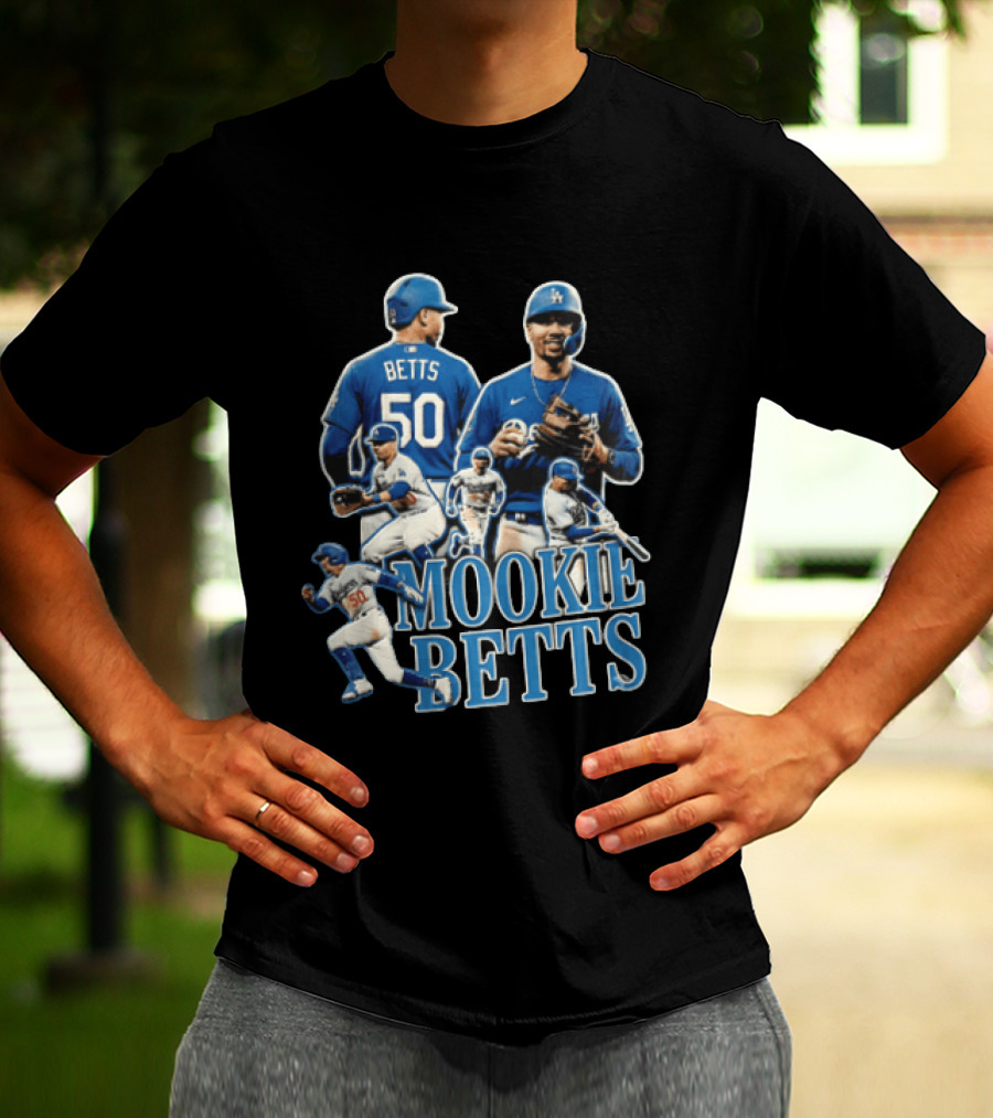 Los Angeles Dodgers Mookie Betts Baseball Player Number 50 Fielding Batting Running T-Shirt