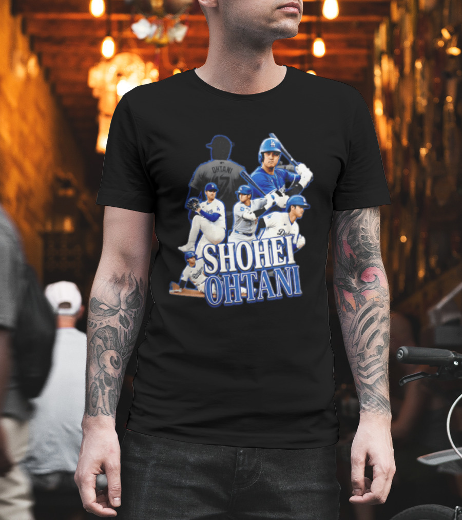 Los Angeles Dodgers Shohei Ohtani Baseball Player Collage T-Shirt